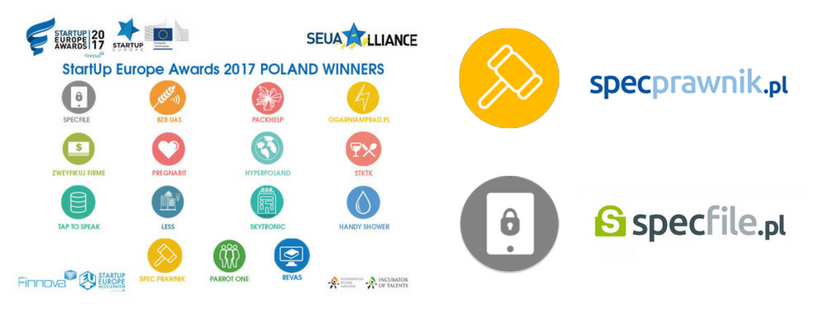 StartUp Europe Awards 2017 Poland: Specprawnik.pl i Specfile.pl